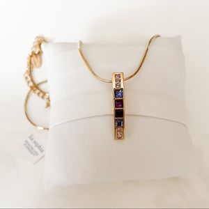 Lia Sophia crystals Pendant Gold Tone Necklace